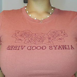 Mauve 100% Cotton Stitched Crop Tee Size XS